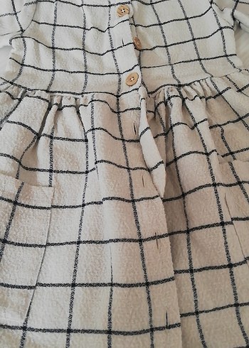 LC Waikiki Ekose Desenli Keten Kız Çocuk Elbise