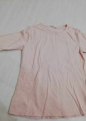 Kız Çocuk Pudra Pembe Uzun Kollu Klasik Tişört