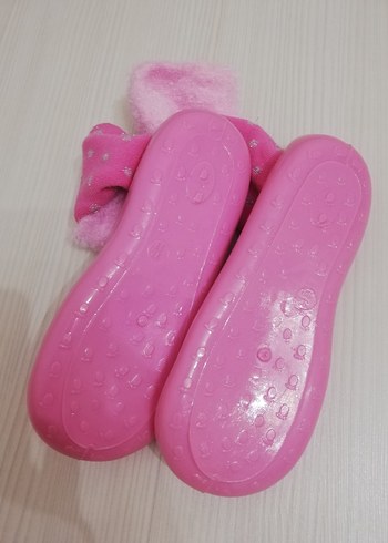 Kızlar için Pembe Örgü Sıcak Ev Çorabı - Görsel 2