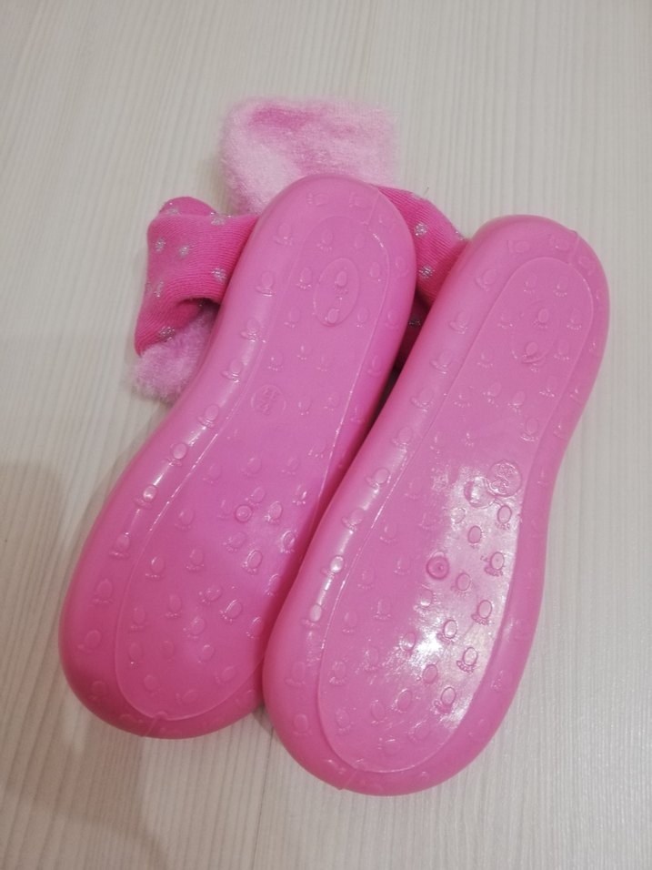 Kızlar için Pembe Örgü Sıcak Ev Çorabı - Görsel 2