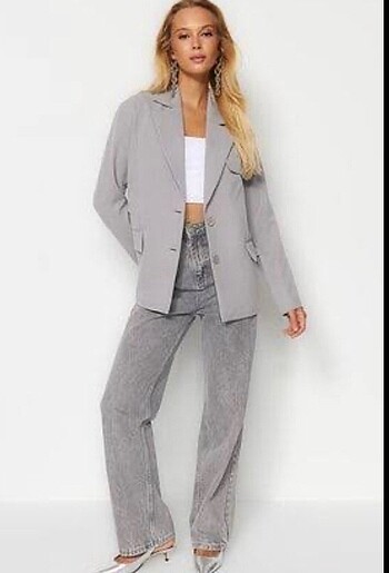 Gri Astarlı Blazer Ceket