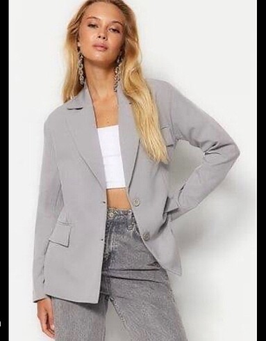 Trendyol & Milla Gri Astarlı Blazer Ceket