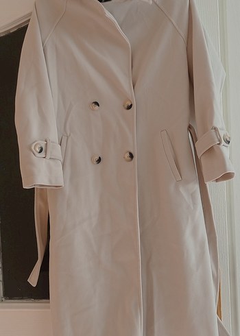 Bej Kadın Uzun Düğmeli kaban - Görsel 5