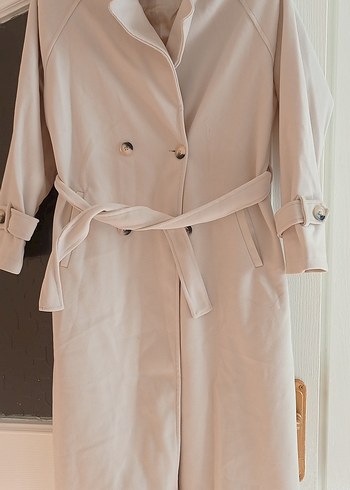 Bej Kadın Uzun Düğmeli kaban - Görsel 4