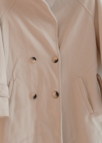 Bej Kadın Uzun Düğmeli kaban - Görsel 8