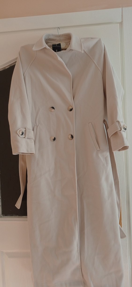 Bej Kadın Uzun Düğmeli kaban - Görsel 5