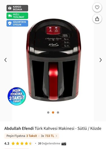 Abdullah efendi kahve makinesi Kırmızı  sütlü ve közde - Görsel 8
