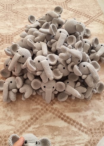 Gri Örgü Fil Peluş Oyuncak - Görsel 2