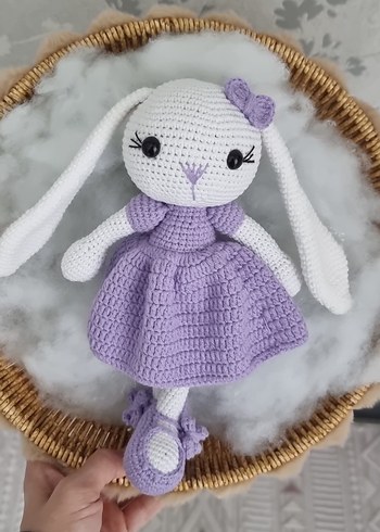 Pastel Mor El Örgüsü Tavşan Bebek - Görsel 2