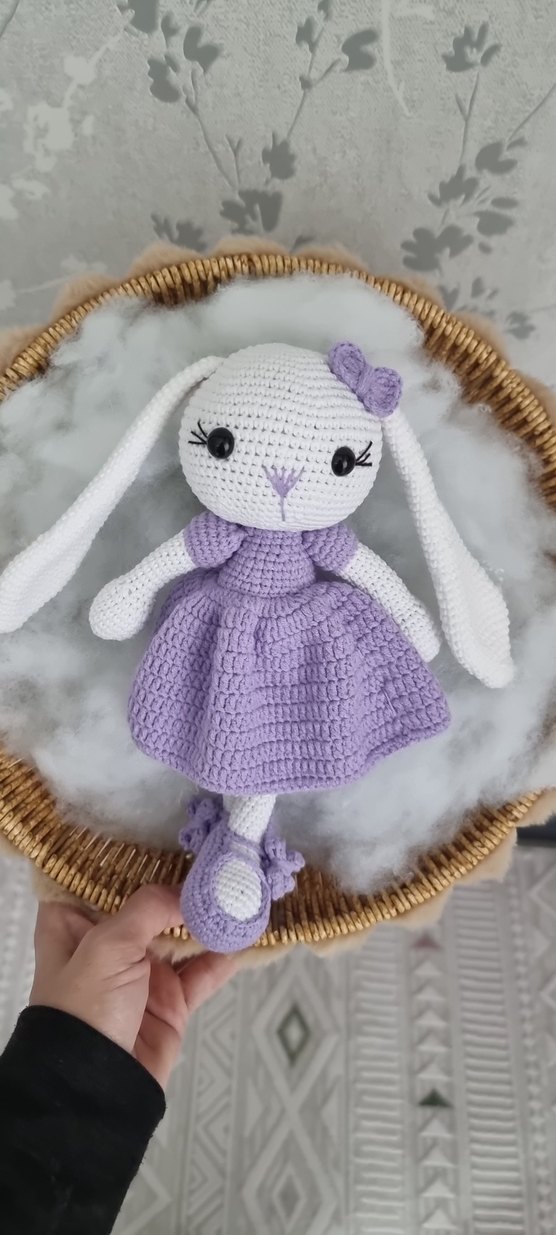 Pastel Mor El Örgüsü Tavşan Bebek - Görsel 2