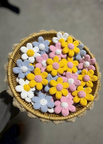 Bohem Tarzda El Yapımı Örgü Çiçek Sepeti - Görsel 2