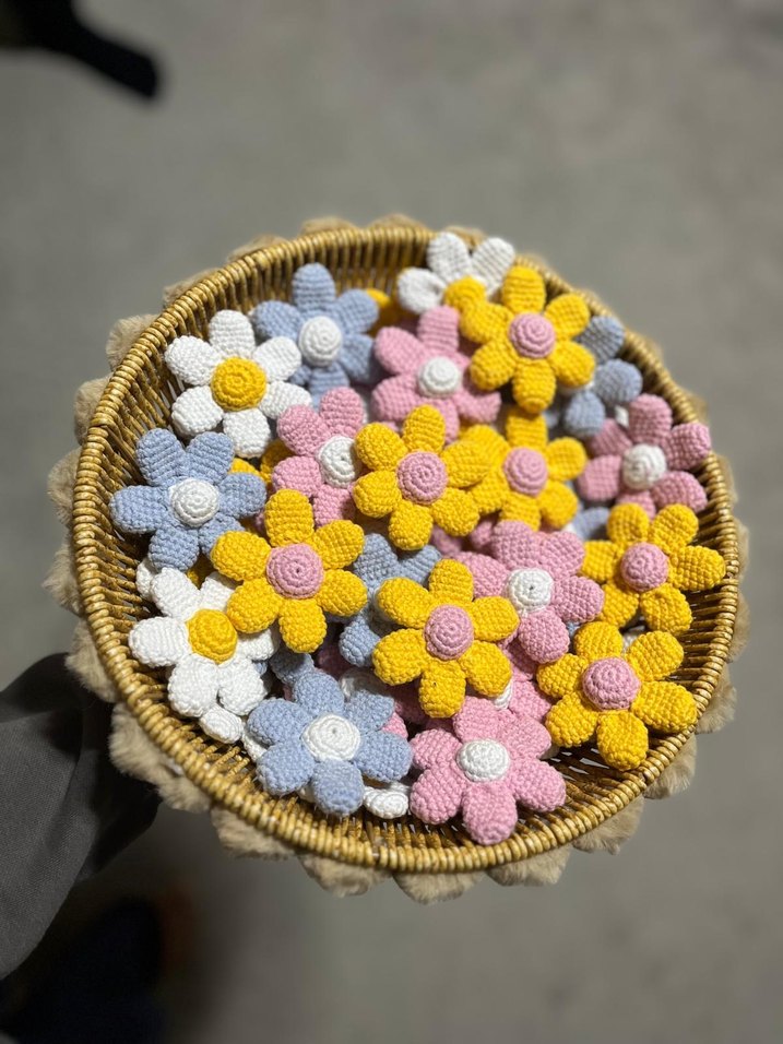 Bohem Tarzda El Yapımı Örgü Çiçek Sepeti - Görsel 2