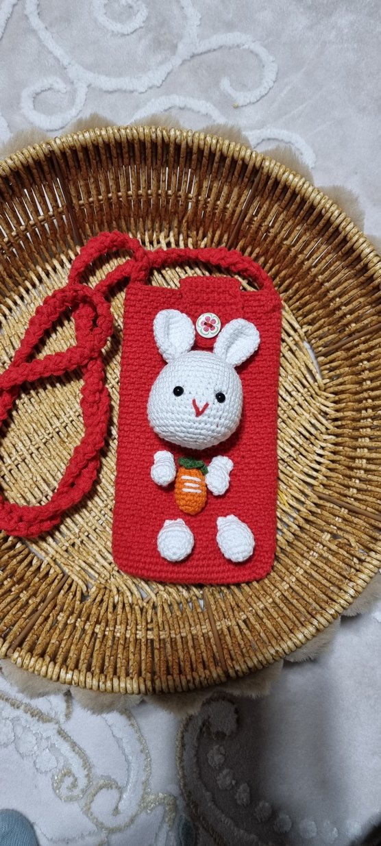 El Örgüsü Kırmızı Tavşanlı Telefon Kılıfı - Görsel 5