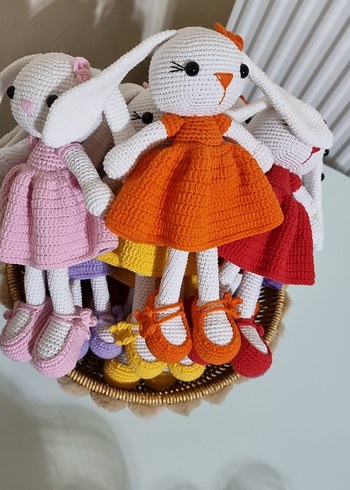 Renkli El Örgüsü uzun kulaklı Tavşan Bebekler - Görsel 3