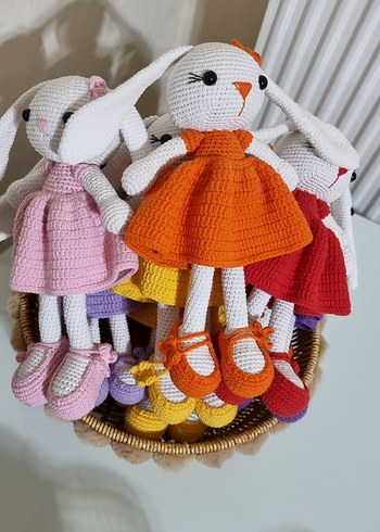 Renkli El Örgüsü uzun kulaklı Tavşan Bebekler - Görsel 2