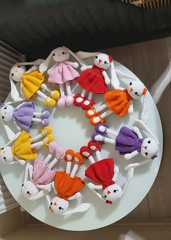 Renkli El Örgüsü uzun kulaklı Tavşan Bebekler - Görsel 4