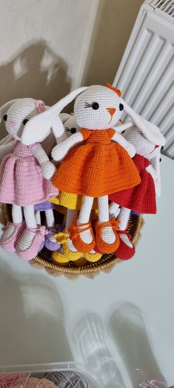 Renkli El Örgüsü uzun kulaklı Tavşan Bebekler - Görsel 3