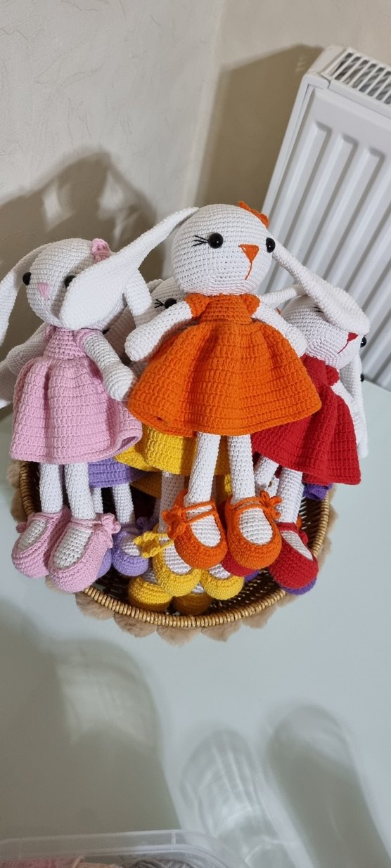 Renkli El Örgüsü uzun kulaklı Tavşan Bebekler - Görsel 2