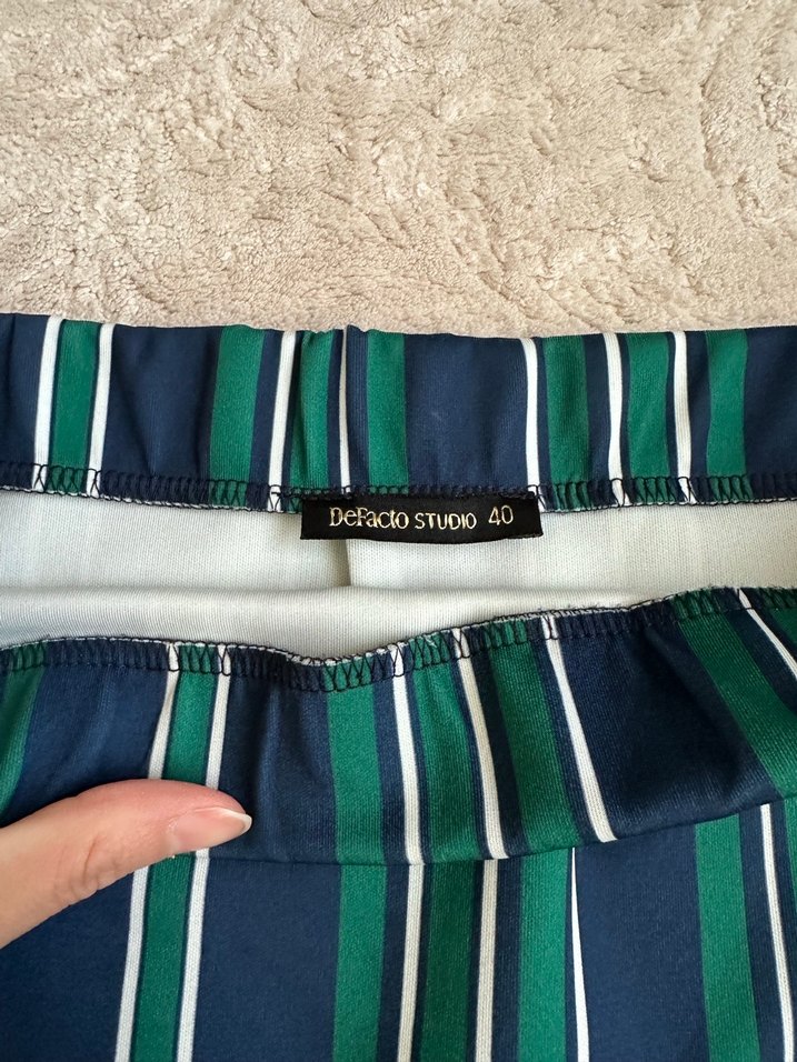 Mavi Çizgili Midi Etek kalem etek - Görsel 2