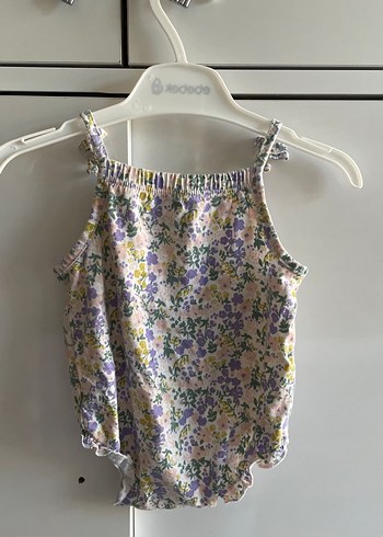 HelloBaby Bebek Kız Mor Çiçekli Fırfırlı Tulum