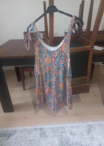 Kadın Çok Renkli Bohem Kısa Tulum - Görsel 2