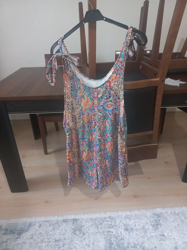 Kadın Çok Renkli Bohem Kısa Tulum - Görsel 2