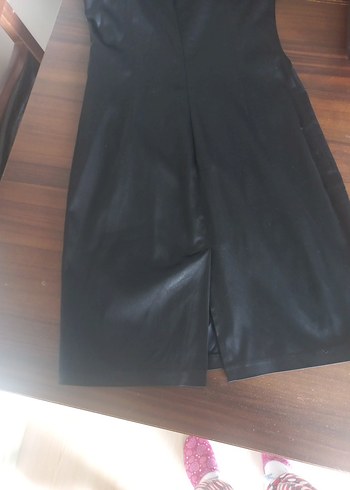 Siyah Straplez Drapeli Midi Elbise - Görsel 4