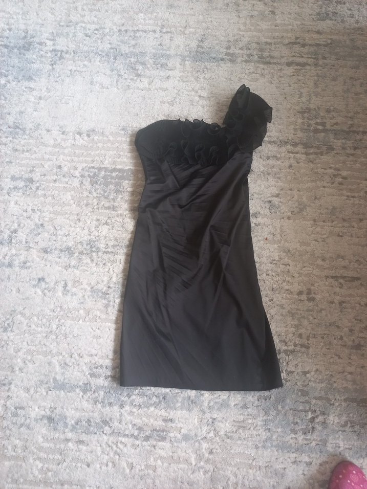 Siyah Straplez Drapeli Midi Elbise - Görsel 2