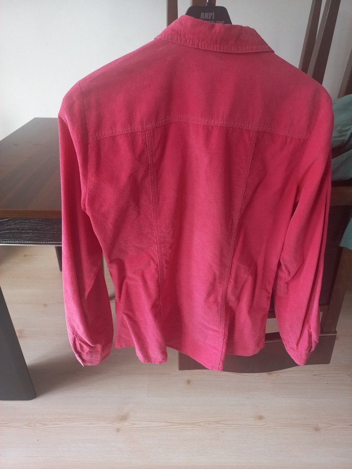 Pembe Düğmeli Kadife Fitilli Uzun Kollu Kadın Gömlek - Görsel 3