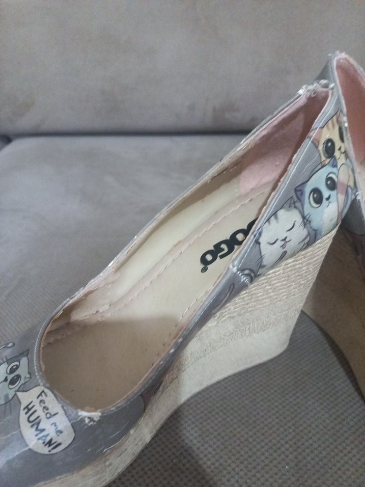 Dogo Gri Baskılı Kadın Dolgu Topuklu Ayakkabı - Görsel 2