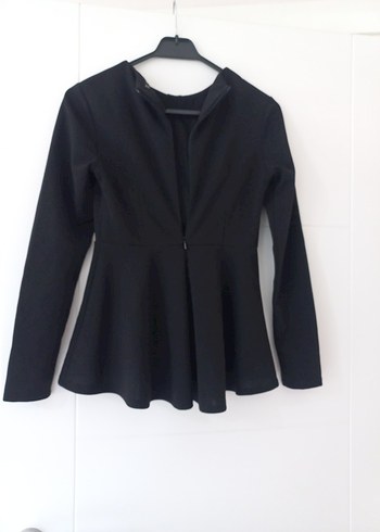 Shein Marka Siyah Volanlı Uzun Kollu Kadın Bluz - Görsel 2