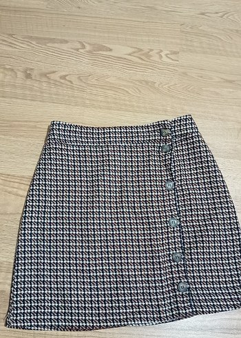 Düğmeli Ekose Midi Kadın Etek