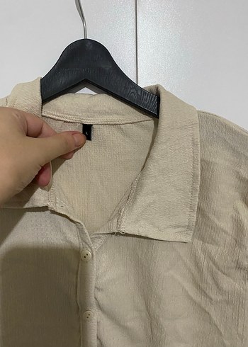 Bej Düğmeli Uzun Kollu Gömlek - Görsel 2