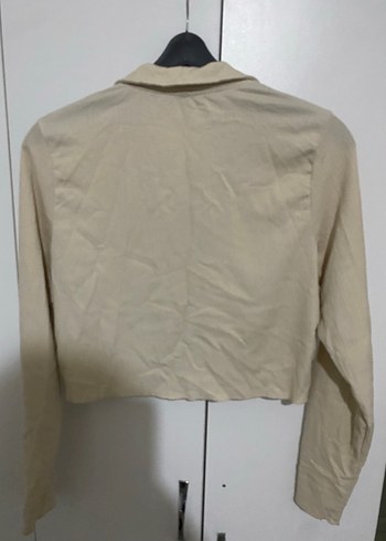 Bej Düğmeli Uzun Kollu Gömlek - Görsel 4