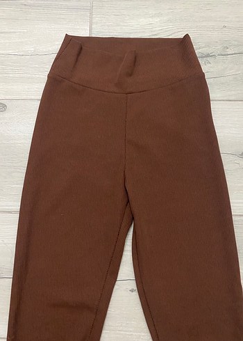 Kahverengi fitilli Kadın Tayt - Görsel 3