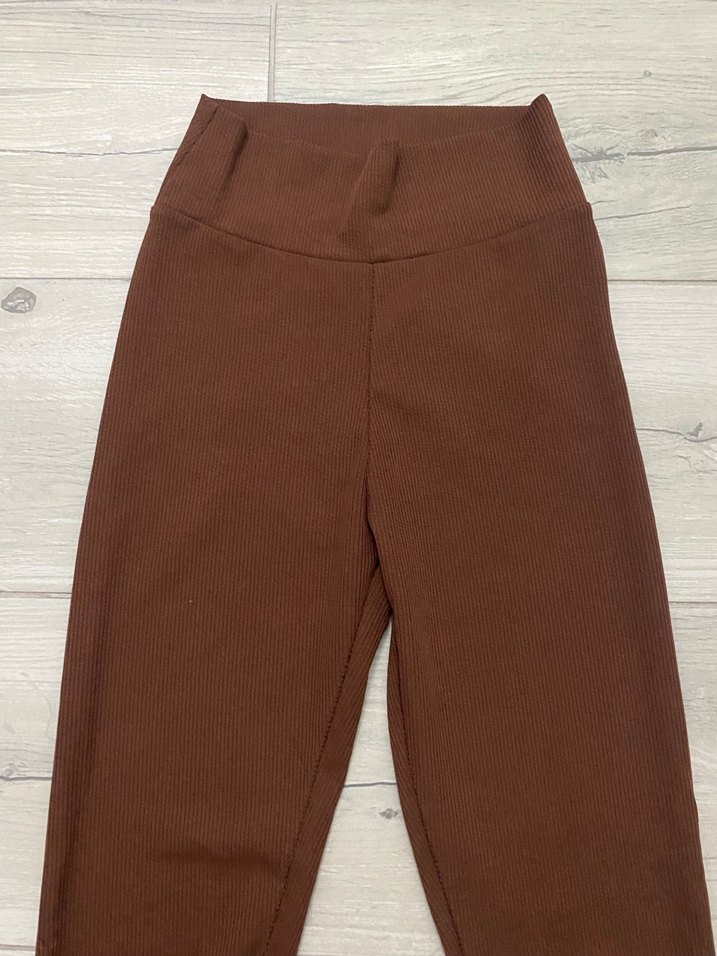 Kahverengi fitilli Kadın Tayt - Görsel 3