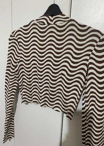 Uzun Kollu Kahverengi Zebra Desenli Bluz - Görsel 2