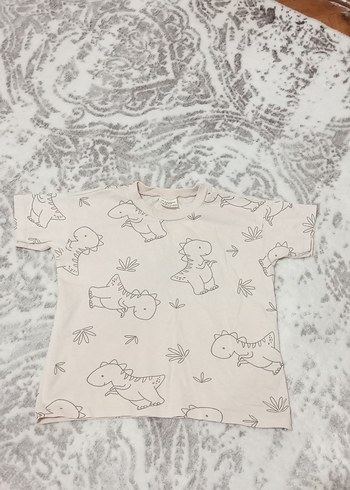 Beyaz Baskılı Erkek Çocuk Kısa Kollu Tişört