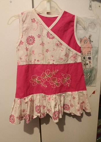 LC Waikiki Nakışlı Pembe Kolsuz Kız Çocuk Elbisesi