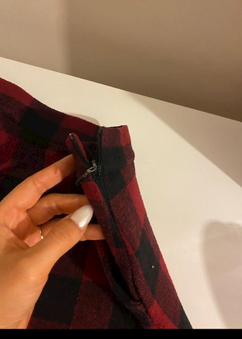Koton Kırmızı Kareli Miini Etek