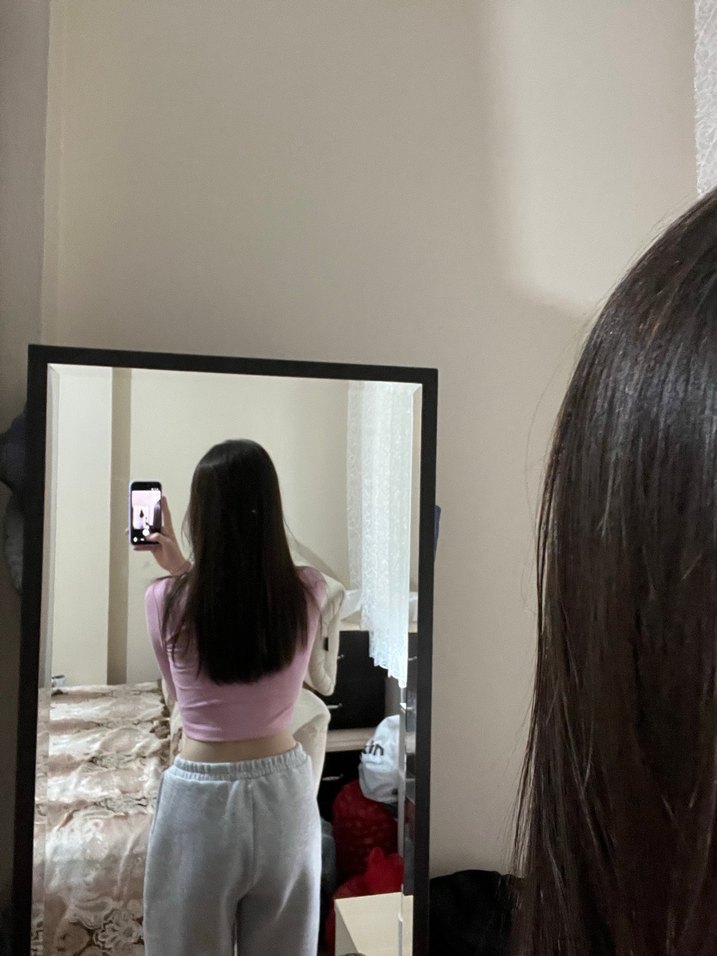 Nakışlı Pembe Crop Kazak - Görsel 3