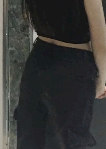 Siyah kargo cepli bol paça pantolon - Görsel 2