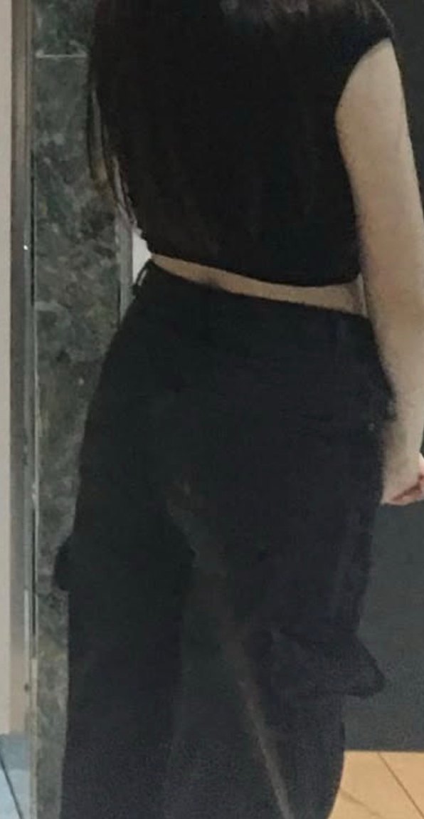 Siyah kargo cepli bol paça pantolon - Görsel 2