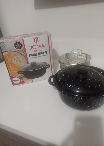 Roma Cam Kapaklı Siyah Fritöz Tencere - Görsel 2