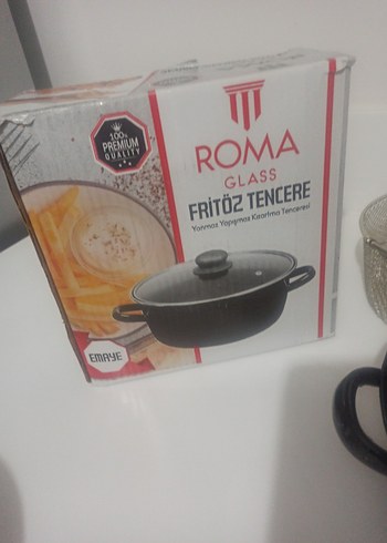 Roma Cam Kapaklı Siyah Fritöz Tencere - Görsel 3