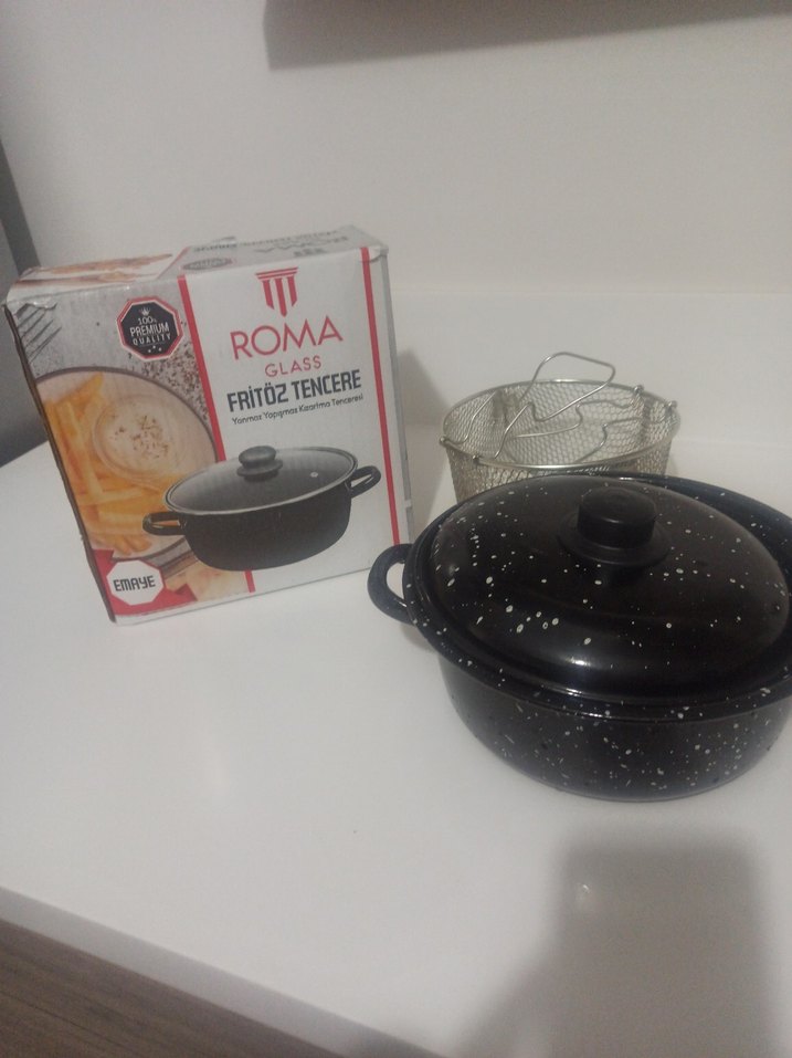 Roma Cam Kapaklı Siyah Fritöz Tencere - Görsel 2