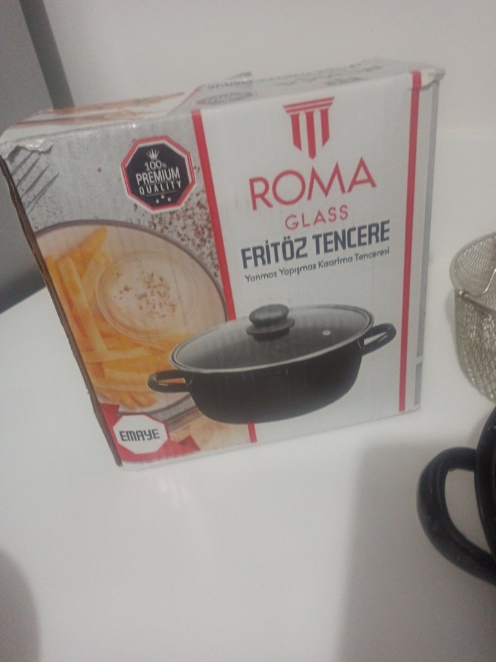 Roma Cam Kapaklı Siyah Fritöz Tencere - Görsel 3