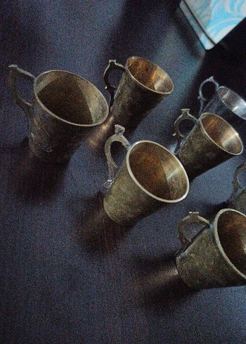 Altın Renkli Metal Kahve Fincanları Seti - Görsel 3