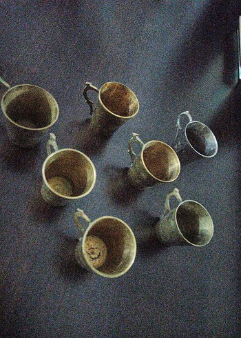 Altın Renkli Metal Kahve Fincanları Seti - Görsel 2