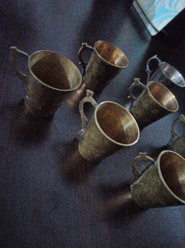 Altın Renkli Metal Kahve Fincanları Seti - Görsel 3